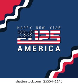 Happy new year 2025, Happy new year poster, banner, flyer, brochure, background, template design, Happy new year greeting card for American people, New year celebrations.