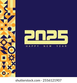 Happy new year 2025, New year poster, banner, flyer, brochure, background, template design, new year celebration vector illustration.