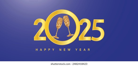 Happy New Year 2025 with premium design. 2025 new year celebration on set background