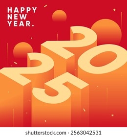 Happy new year 2025. Premium vector design for poster, banner, greeting, cover and new year 2025 celebration. 3D isometric look. Vector Illustration