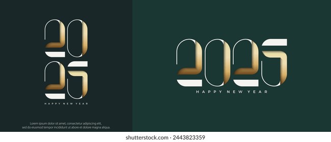 happy new year 2025 with pressed gold numbers. Premium vector background, for posters, calendars, greetings and New Year 2025 celebrations.