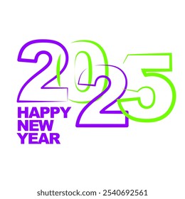 Feliz año Nuevo 2025 púrpura verde conectado Vector eps ilustración 