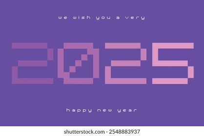 Feliz año nuevo 2025 color monocromo púrpura con fondo de color verde. Feliz año nuevo 2025 diseño de texto. La Plantilla del diario de negocios para 2025 Feliz año nuevo.