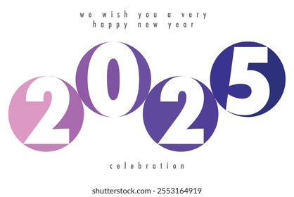 Feliz Año Nuevo 2025 Púrpura Círculo Monocromo Color con fondo de color blanco. Feliz Año Nuevo 2025 Diseño de texto. La Plantilla del diario de negocios para 2025 Feliz Año Nuevo.
