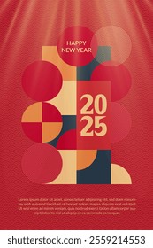 Happy New Year 2025 Red background Template