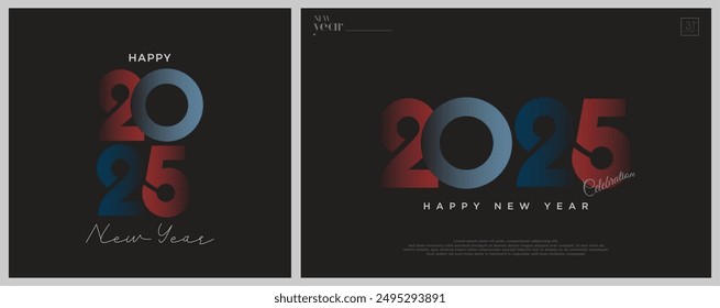 Happy New Year 2025 with retro style and color concept. Design a new year celebration 2025 with a unique and rare concept.