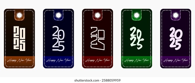  Happy New Year 2025. Set of typographic design elements. 2025 number design template. 2025 New Year text design.