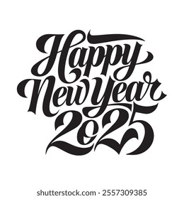 Happy new year 2025 silhouette vector illustration