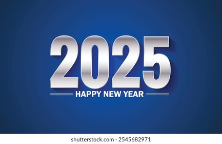 happy new year 2025 silver gradient text design.