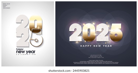 Happy New Year 2025. Simple festive number design with a touch of effect that makes the design more beautiful. Design for 2025 calendar, poster and greeting card.