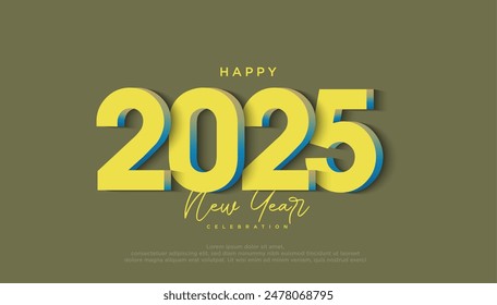 Happy New Year 2025 with a simple retro concept. Premium vector design for posters, banners, greeting cards and greetings.