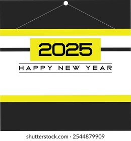happy new year 2025, simple design of 2025 number in Christmas color , isolated in yellow color. new template design. banner poster social media post. eps vector format. 