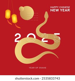 Feliz año nuevo 2025, año de la serpiente, calendario chino. 2025. texto 2025. 2025 minimalista. Feliz año Nuevo. celebración de la Plantilla de diseño. Traducción (año de la serpiente)