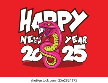 happy new year 2025 with snake zodiac illustration for chinese new year events