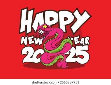 happy new year 2025 with snake zodiac illustration for chinese new year events