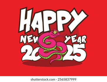 happy new year 2025 with snake zodiac illustration for chinese new year events
