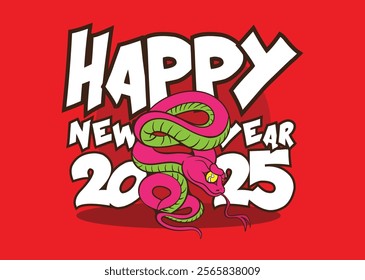 happy new year 2025 with snake zodiac illustration for chinese new year events