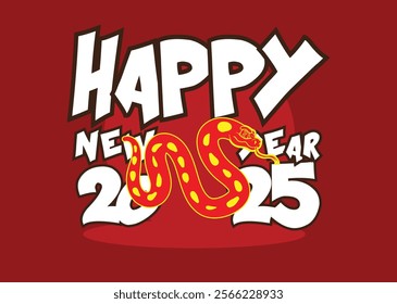 happy new year 2025 with snake zodiac illustration for chinese new year events