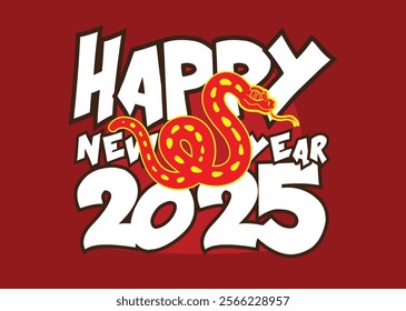 happy new year 2025 with snake zodiac illustration for chinese new year events