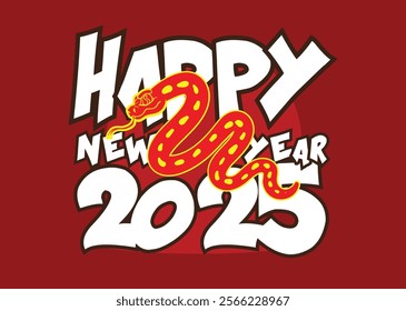 happy new year 2025 with snake zodiac illustration for chinese new year events