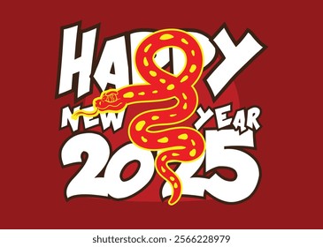 happy new year 2025 with snake zodiac illustration for chinese new year events