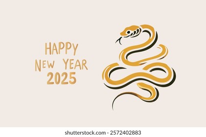 Happy new year 2025, 2025 Year of the Snake Decoration, 12 Zodiac Signs of the Snake, Chinese Year of the Snake, New Year, Lunar New Year，2025年巳年 年賀状