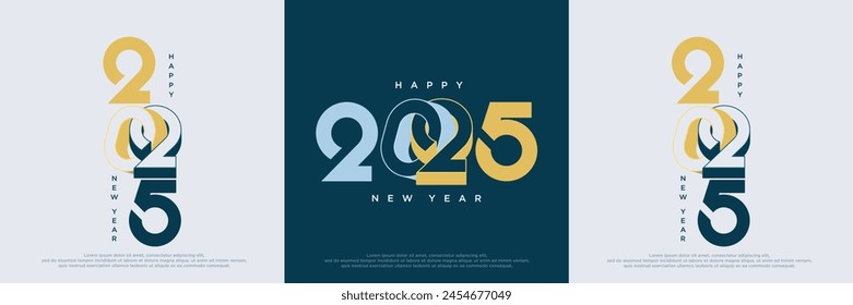 Happy new year 2025 with spring 3d flat vector numbers. Premium design for 2025 new year celebration. Latest vector premium background.