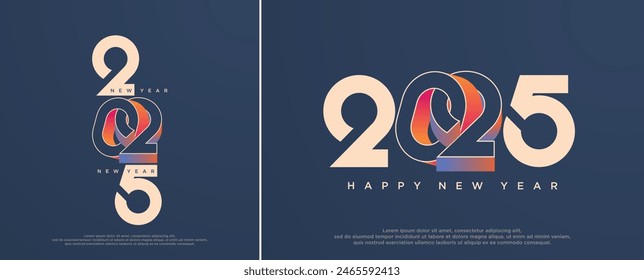 Happy new year 2025 with spring 3d flat vector numbers. Premium design for 2025 new year celebration. Latest vector premium background.