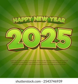 Happy New Year 2025 Square Banner Background with funny style