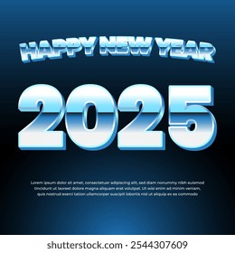 Happy New Year 2025 Square Banner Background with winter style effect