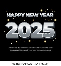 Happy New Year 2025 Square Banner Background with winter style effect