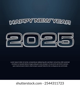 Happy New Year 2025 Square Banner Background with winter style effect