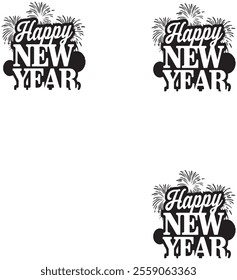 Happy new year 2025 square template with 3D hanging number. Greeting concept for 2025 new year celebration with fireworks. new year celebrates. happy new year 2025
