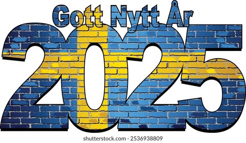 Happy New Year 2025 with Sweden flag inside - Illustration,
2025 HAPPY NEW YEAR NUMERALS