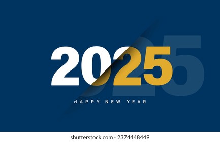 Happy new year 2025 text design. Vector logo 2025 for celebration and season decoration, background for branding, banner, cover, card and or social.