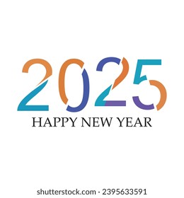 Happy New Year 2025 text design. Cover of business diary for 2025 with wishes. Brochure design template, card, banner. Vector illustration. Isolated on white background