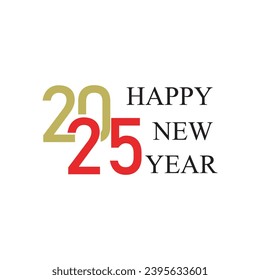 Happy New Year 2025 text design. Cover of business diary for 2025 with wishes. Brochure design template, card, banner. Vector illustration. Isolated on white background