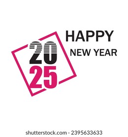 Happy New Year 2025 text design. Cover of business diary for 2025 with wishes. Brochure design template, card, banner. Vector illustration. Isolated on white background