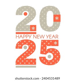 Happy New Year 2025 text design. Banner, card, cover and header text design. Isolated on white vector illustration.
