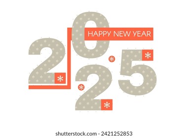 Happy New Year 2025 text design. Banner, card, cover and header text design. Isolated on white vector illustration.