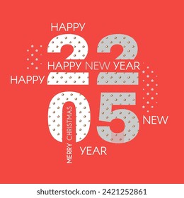 Happy New Year 2025 text design. Banner, card, cover and header text design. Isolated on white vector illustration.