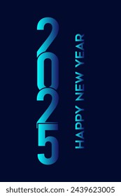 Happy new year 2025 text design for brochure design template card banner vector illustration.