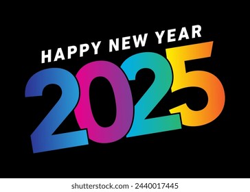 Happy new year 2025 text design for brochure design template card banner vector illustration.