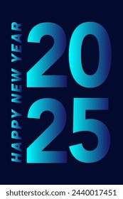 Happy new year 2025 text design for brochure design template card banner vector illustration.