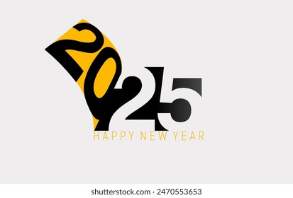 	
Happy New Year 2025 text design. Business diary cover for 2025 with wishes. Brochure design template, postcard, banner. Vector illustration. Isolated on white background.