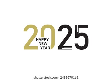 Happy new year 2025 text design free vector 