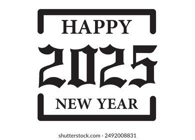 Happy New Year 2025 text design. Business diary cover for 2025 with wishes. Brochure, Pamphlet, card, banner design template. Vector illustration. Isolated on white background.