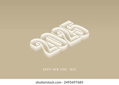 Feliz año Nuevo 2025 diseño de texto. Portada del diario de empresa para 2025 con deseos. Plantilla de diseño de folleto, tarjeta, Anuncio. Ilustración vectorial. Diseño 3D