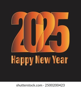 Feliz año Nuevo 2025 diseño de texto. Portada del diario de empresa para 2025 con deseos. Plantilla de diseño de folleto, tarjeta, Anuncio. Ilustración vectorial. Aislado sobre fondo blanco.