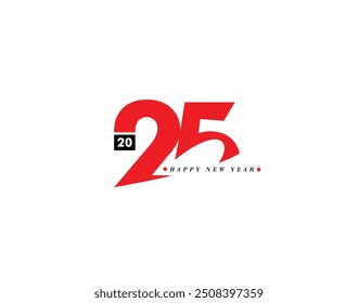 Happy New Year 2025 Text Typography Design Element flyer, banner design.